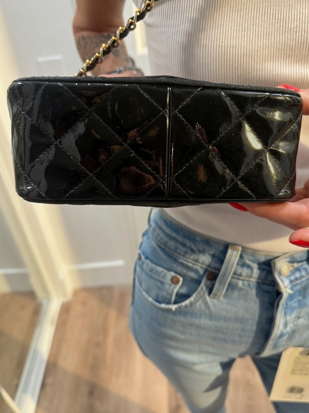 Chanel vintage black patent leather bag AUTHENTIC - Picture 5 of 8